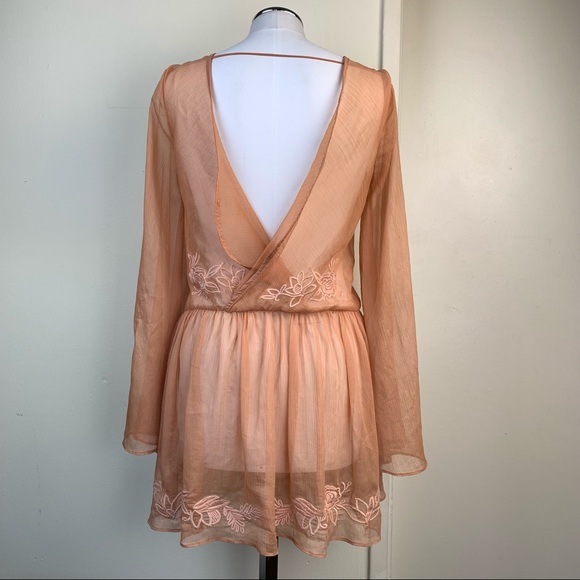 TJD Embroidered Floral Semi Sheer Bell Sleeve Dress - Picture 2 of 14